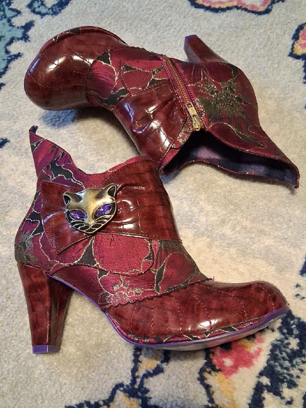 Irregular Choice Miaows, Maroon Gold Purple, Size 9/9.5 - Picture 5 of 11